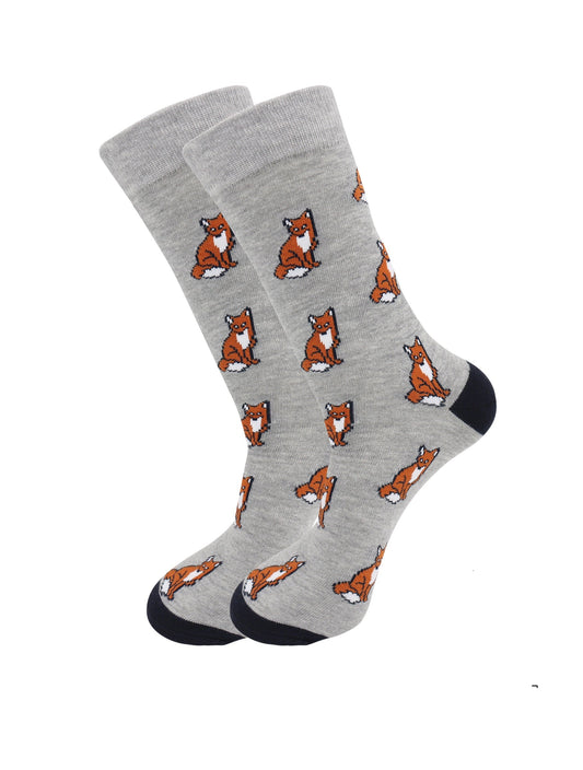 Sitting Fox Animal Socks - Comfy Cotton for Men & Women
