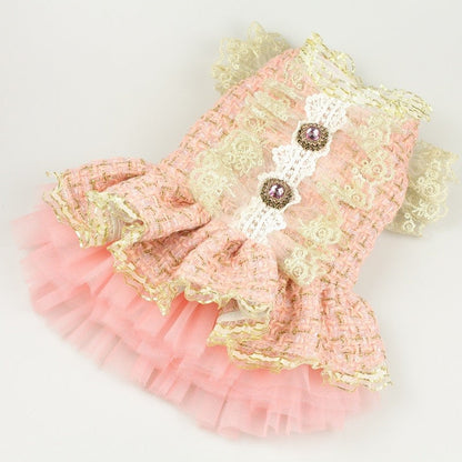 Vintage Pink Tweed Dog Dress