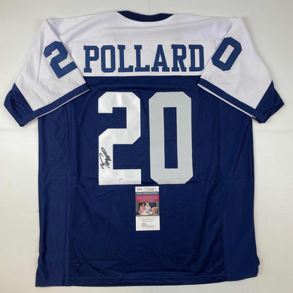 Autographed/Signed Tony Pollard Dallas Thanksgiving Day Football Jersey JSA COA