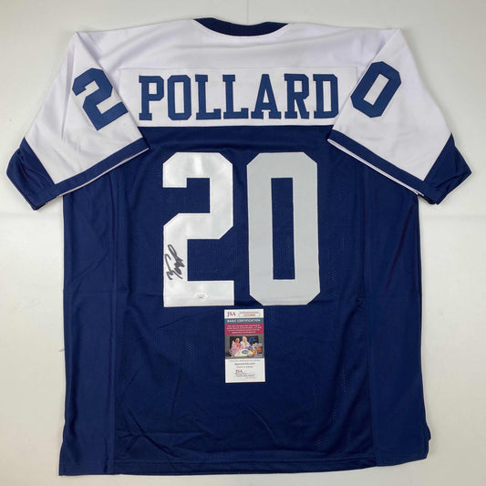 Autographed/Signed Tony Pollard Dallas Thanksgiving Day Football Jersey JSA COA
