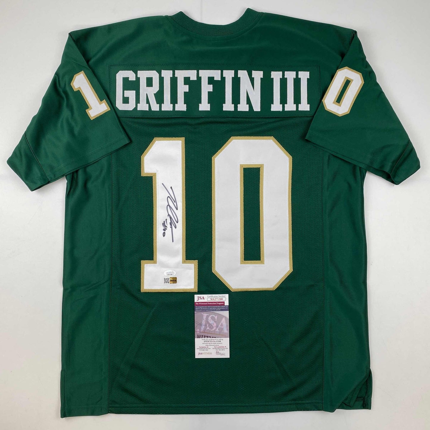 Autographed/Signed Robert Griffin III RG3 Baylor Green College Football Jersey JSA COA