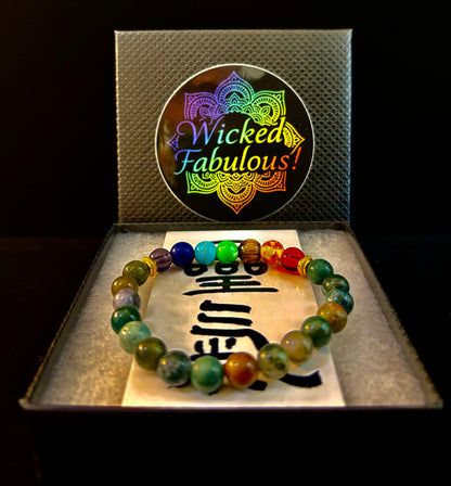 Chakra & India Onyx Reiki-Infused Healing Bracelet – Grounding Energy & Spiritual Balance