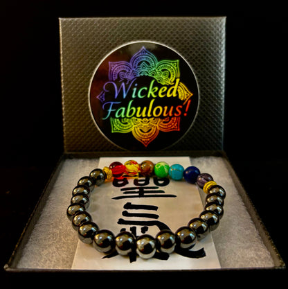 Chakra Healing Reiki-Infused Bracelet with Hematite - Grounding, Protection & Balance