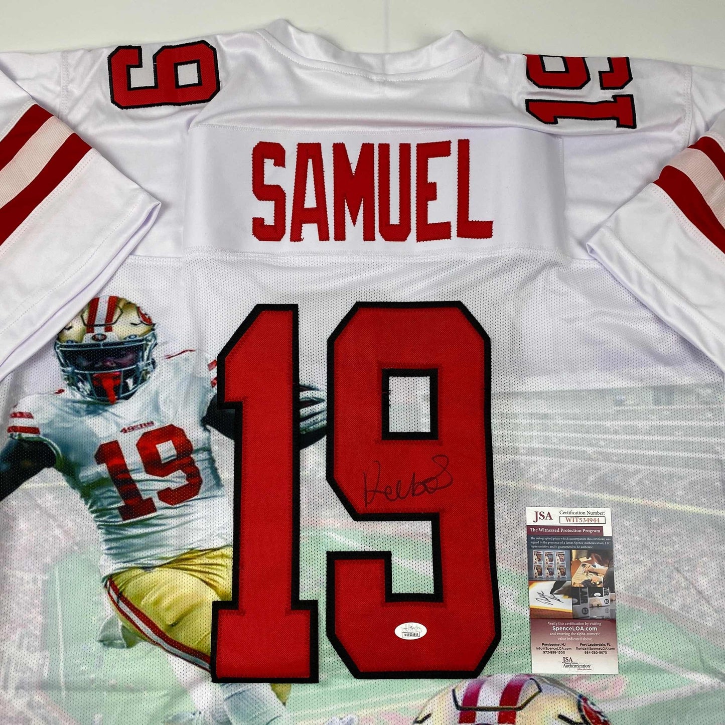 Autographed/Signed Deebo Samuel San Francisco White Portrait Football Jersey JSA COA