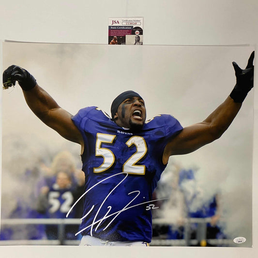 Autographed/Signed Ray Lewis Baltimore Ravens 16x20 Football Photo JSA COA #4