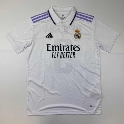 Autographed/Signed Karim Benzema Real Madrid 2022-23 White Soccer Jersey Beckett BAS COA