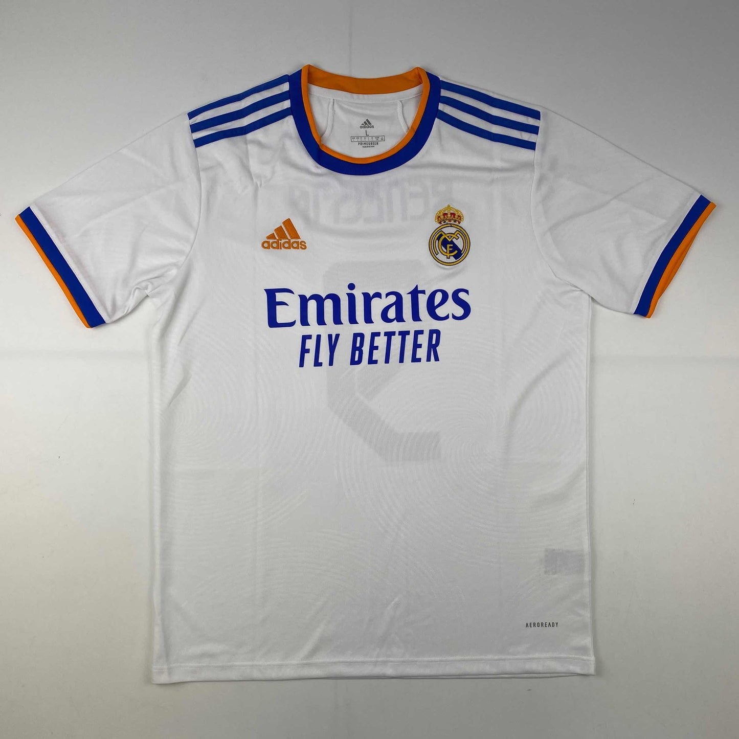 Autographed/Signed Karim Benzema Real Madrid 2021-22 White Soccer Jersey Beckett BAS COA