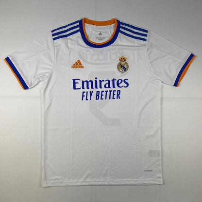 Autographed/Signed Karim Benzema Real Madrid 2021-22 White Soccer Jersey Beckett BAS COA