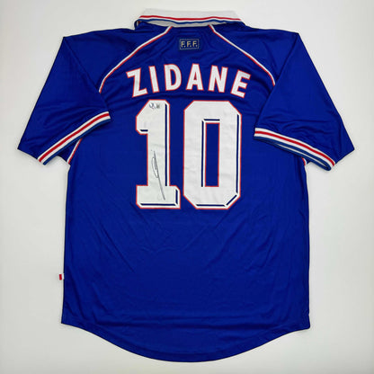 Autographed/Signed Zinedine Zidane France French National Team Blue Soccer Jersey Beckett BAS COA