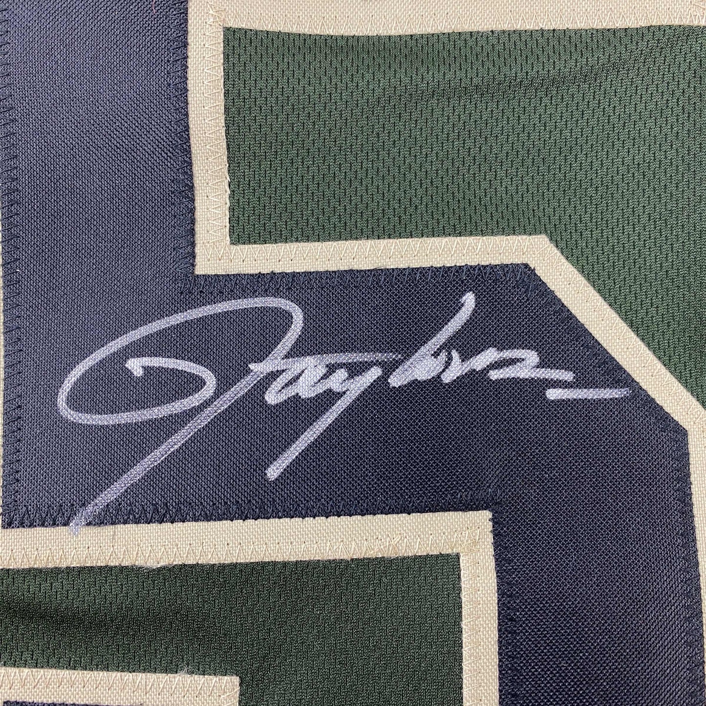 Autographed/Signed Lawrence Taylor New York Green Salute To Service Football Jersey Beckett BAS COA