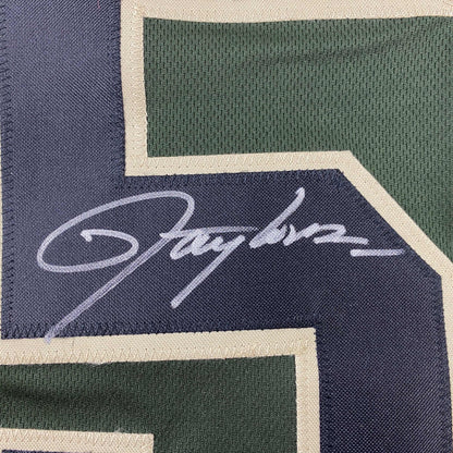Autographed/Signed Lawrence Taylor New York Green Salute To Service Football Jersey Beckett BAS COA