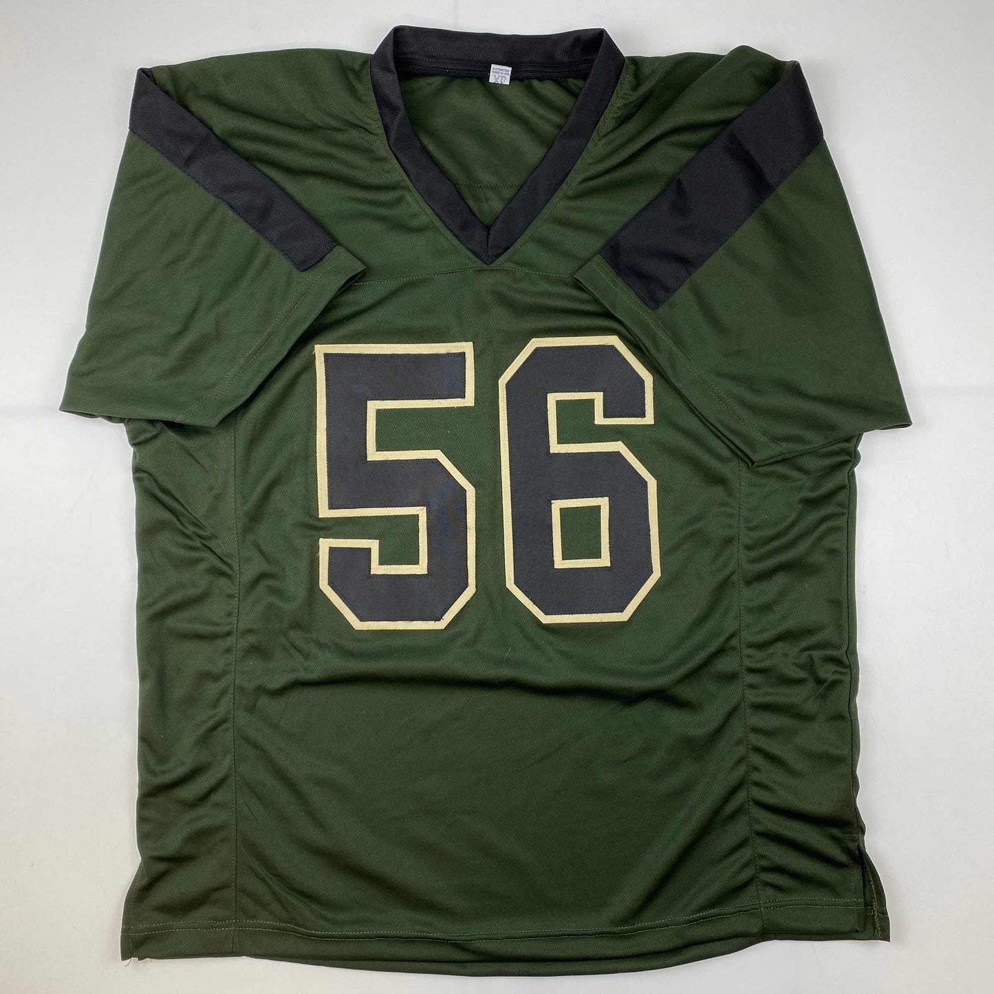 Autographed/Signed Lawrence Taylor New York Green Salute To Service Football Jersey Beckett BAS COA