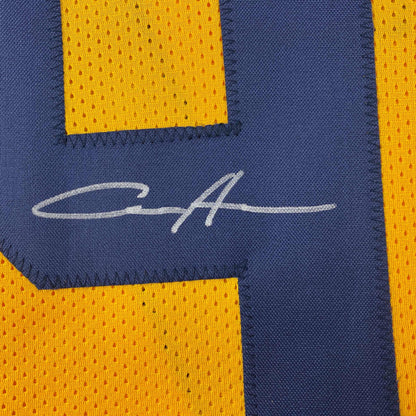 Autographed/Signed Aidan Hutchinson Michigan Yellow College Football Jersey Beckett BAS COA