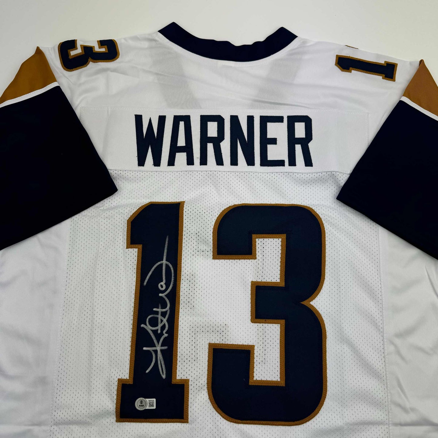 Autographed/Signed Kurt Warner St. Louis White Retro Football Jersey Beckett BAS COA