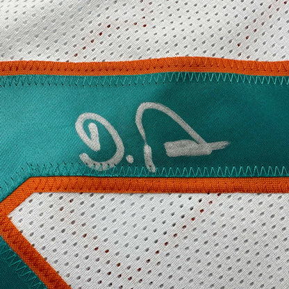 Autographed/Signed De'Von DeVon Achane Miami White Football Jersey Beckett BAS COA