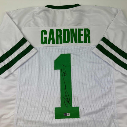 Autographed/Signed Ahmad Sauce Gardner New York White Retro Football Jersey Beckett BAS COA
