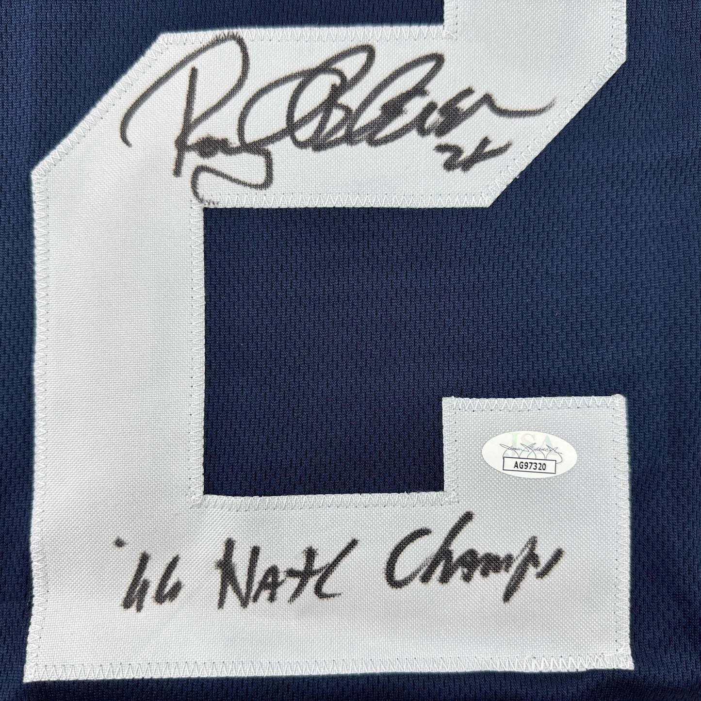 Autographed/Signed Rocky Bleier 66 Nat'l Champs Notre Dame Blue College Football Jersey JSA COA