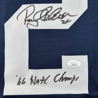Autographed/Signed Rocky Bleier 66 Nat'l Champs Notre Dame Blue College Football Jersey JSA COA