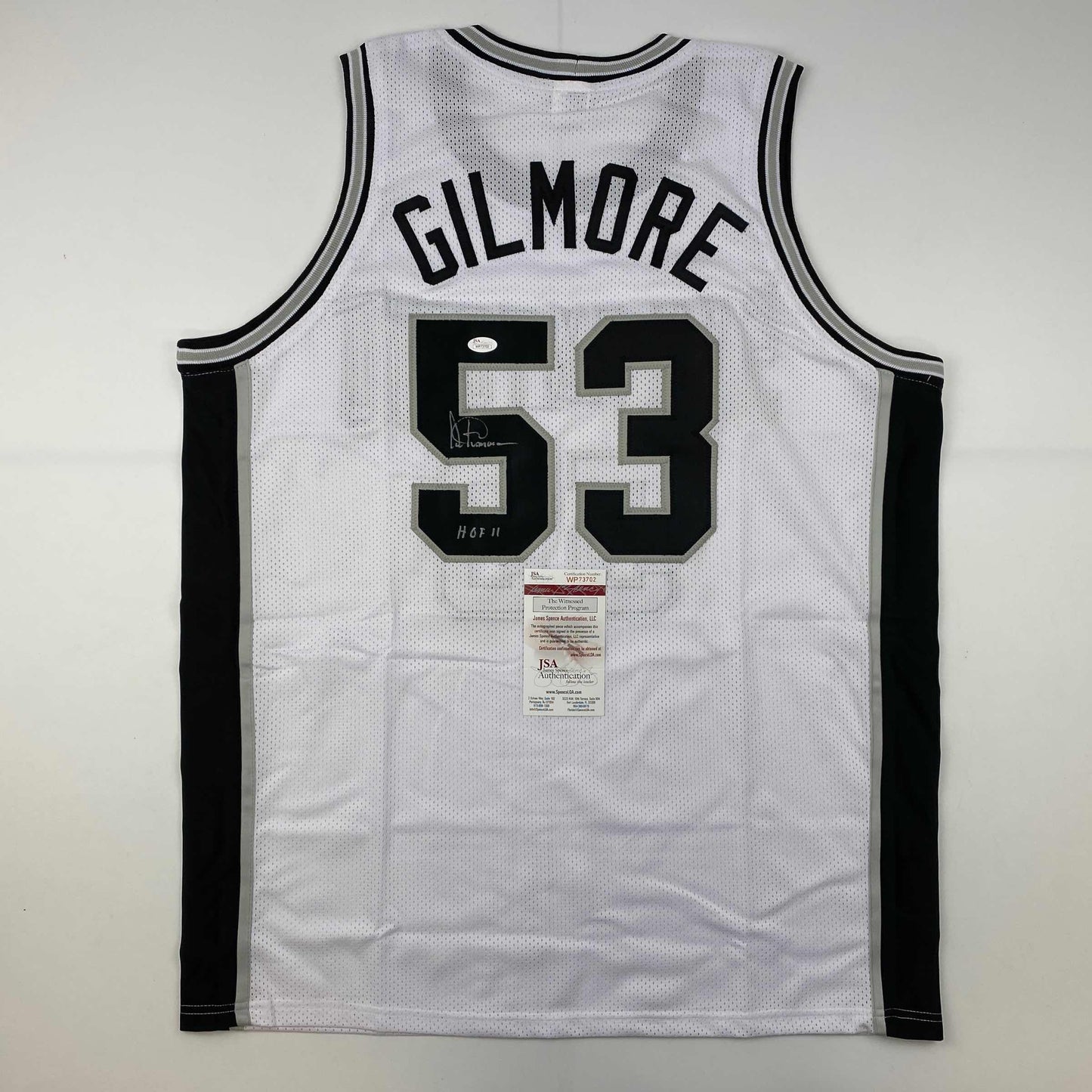 Autographed/Signed Artis Gilmore HOF 11 San Antonio White Basketball Jersey JSA COA