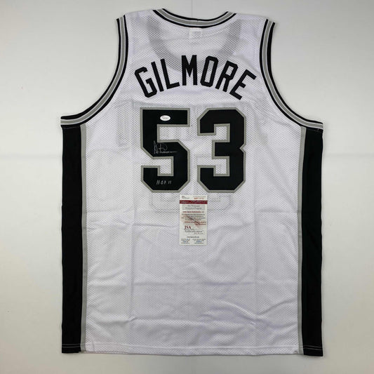 Autographed/Signed Artis Gilmore HOF 11 San Antonio White Basketball Jersey JSA COA