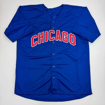 Autographed/Signed Kerry Wood 98 ROY Chicago Blue Baseball Jersey Beckett BAS COA