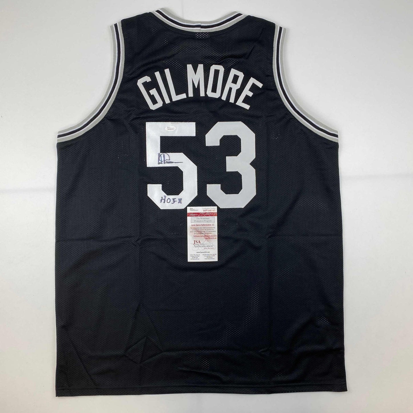 Autographed/Signed Artis Gilmore HOF 11 San Antonio Black Basketball Jersey JSA COA