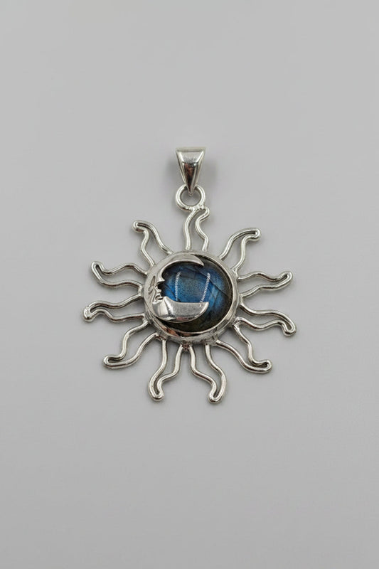 Sterling Silver Sun & Moon Labradorite Pendant