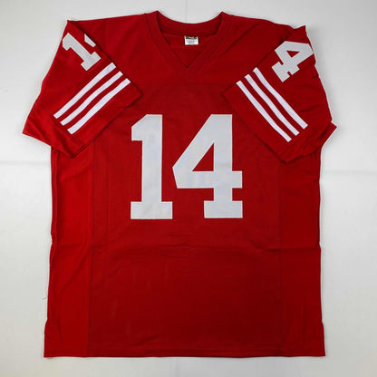 Autographed/Signed YA Y.A. Tittle HOF 71 San Francisco Red Football Jersey JSA COA