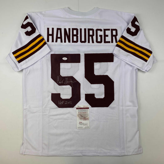 Autographed/Signed Chris Hanburger HOF 2011 Washington White Football Jersey JSA COA