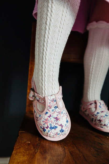 Kids Floral Mary Janes – Breathable Flower Pattern Toddler Dress Shoes
