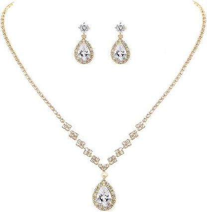 Unicra Bride Crystal Necklace Earrings Set Bridal Wedding Jewelry Sets Rhineston
