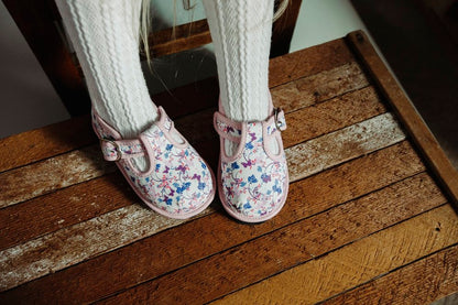 Kids Floral Mary Janes – Breathable Flower Pattern Toddler Dress Shoes