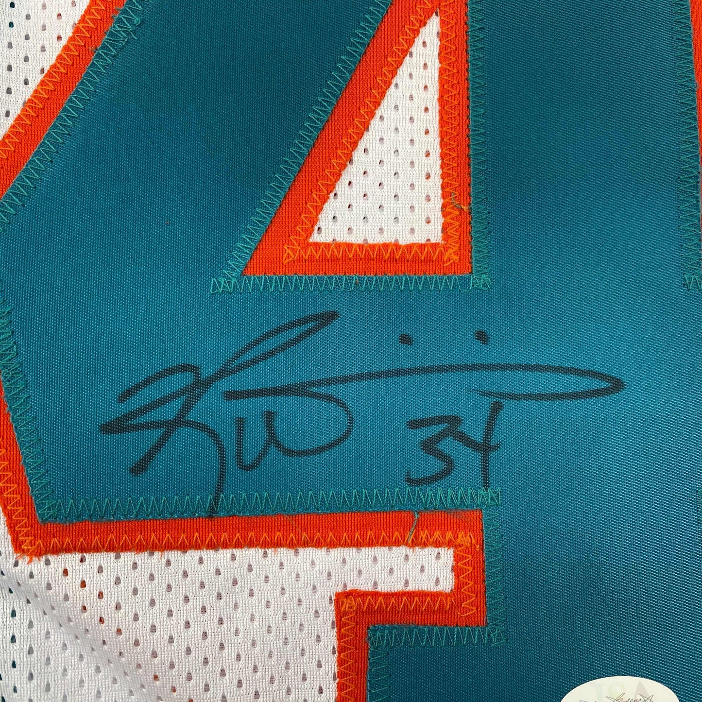 Autographed/Signed Ricky Williams Miami Split Football Jersey JSA COA
