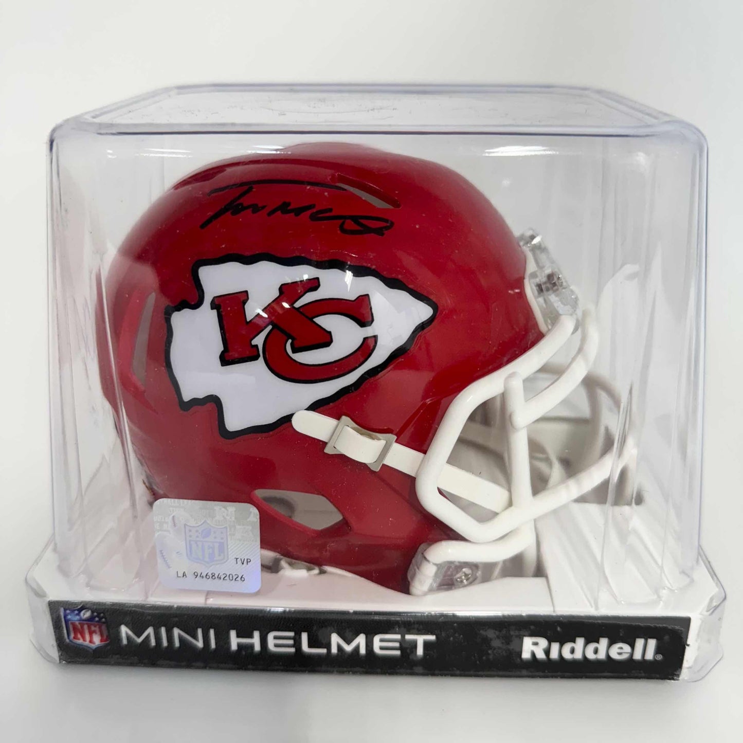 Autographed/Signed Trent McDuffie Kansas City Chiefs Red Mini Football Helmet Beckett BAS COA