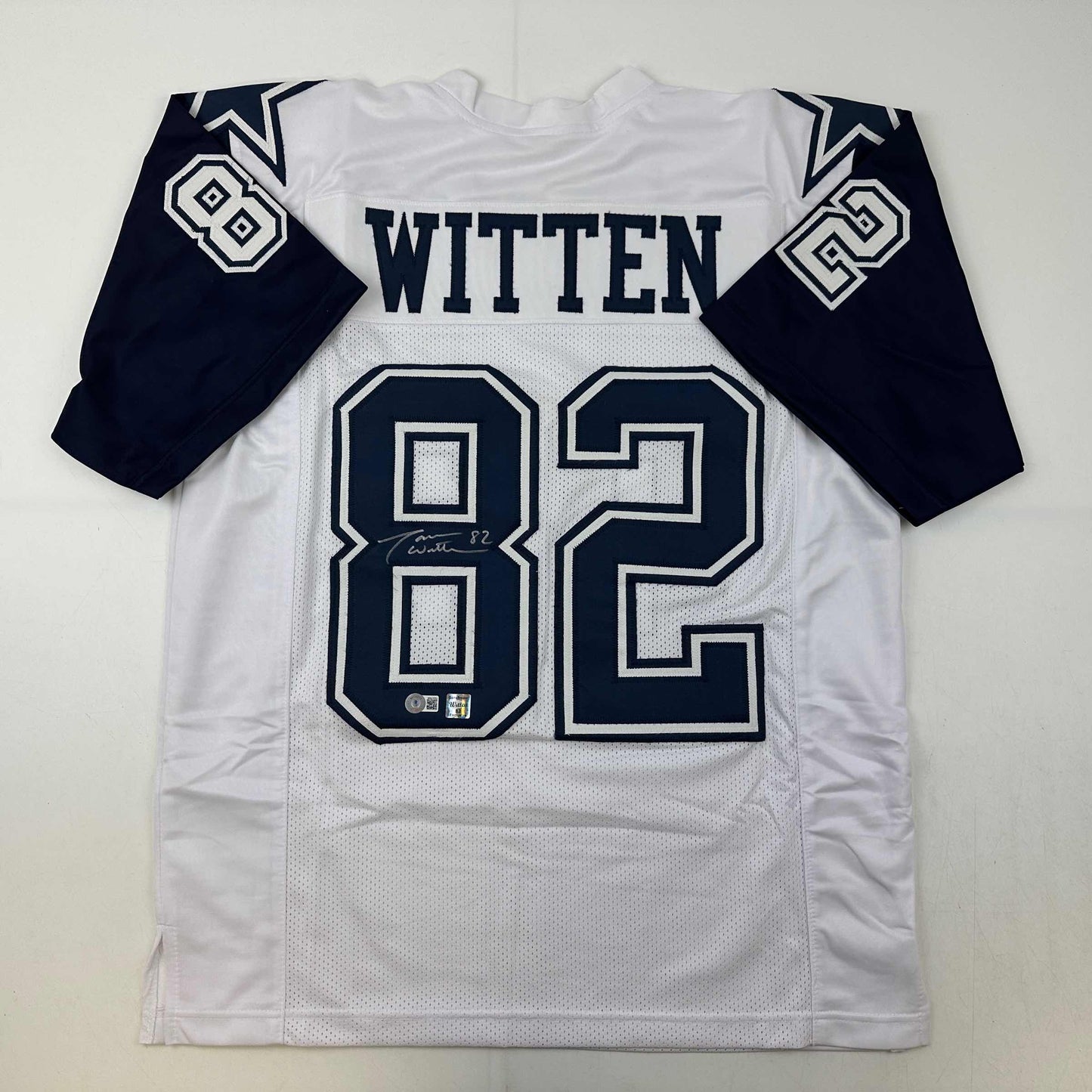 Autographed/Signed Jason Witten Dallas White Color Rush Football Jersey Beckett BAS COA