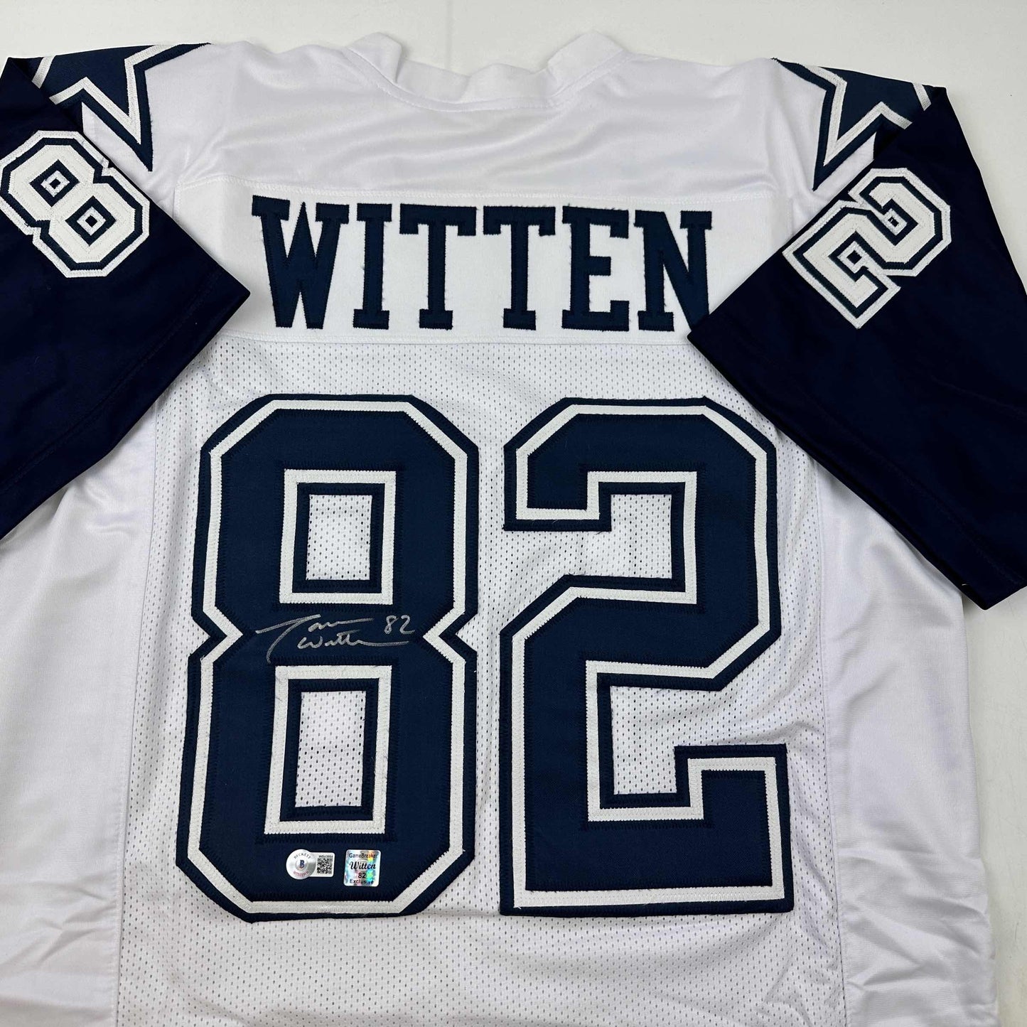 Autographed/Signed Jason Witten Dallas White Color Rush Football Jersey Beckett BAS COA