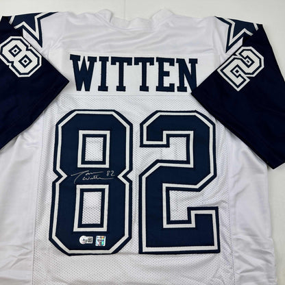 Autographed/Signed Jason Witten Dallas White Color Rush Football Jersey Beckett BAS COA