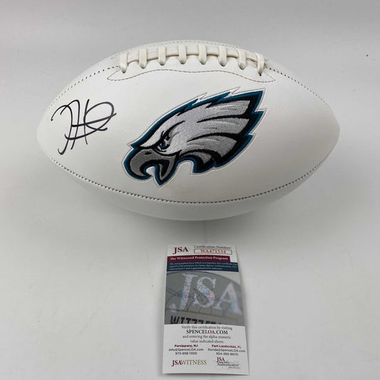 Autographed/Signed Jalen Hurts Philadelphia Eagles Full Size F/S White Panel Logo Football JSA COA