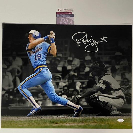 Autographed/Signed Robin Yount Milwaukee Brewers 16x20 Baseball Photo JSA COA #2