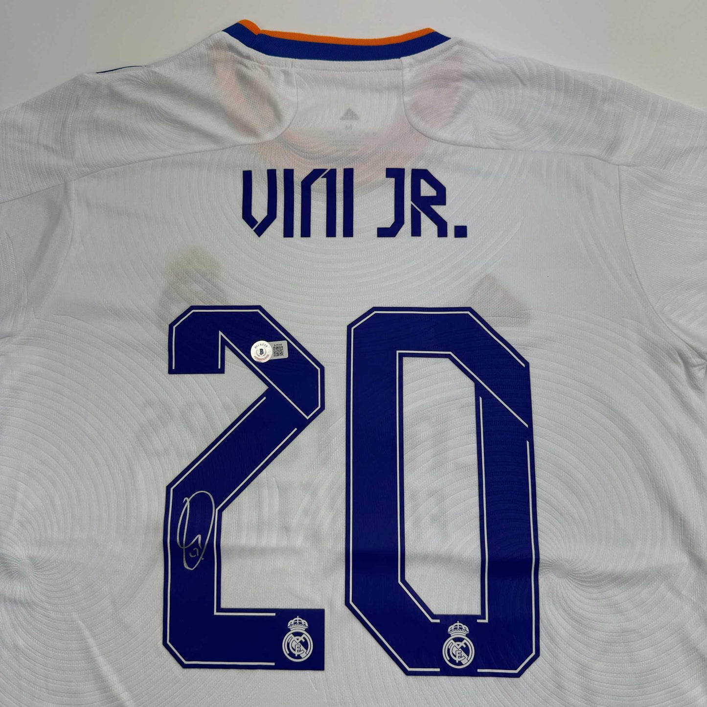 Autographed/Signed Vini Vinicius Jr. Real Madrid White Soccer Jersey Beckett BAS COA #2