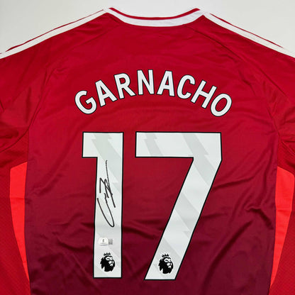 Autographed/Signed Alejandro Garnacho Manchester United Red Soccer Jersey Beckett BAS COA #3