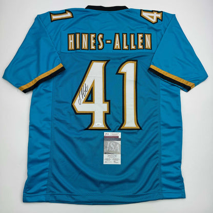Autographed/Signed Josh Hines-Allen Jacksonville Teal Football Jersey JSA COA