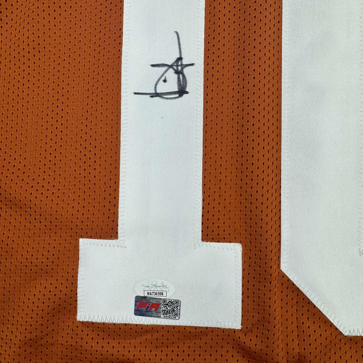 Framed Autographed/Signed Vince Young 35x39 Texas Orange Stat College Football Jersey JSA COA