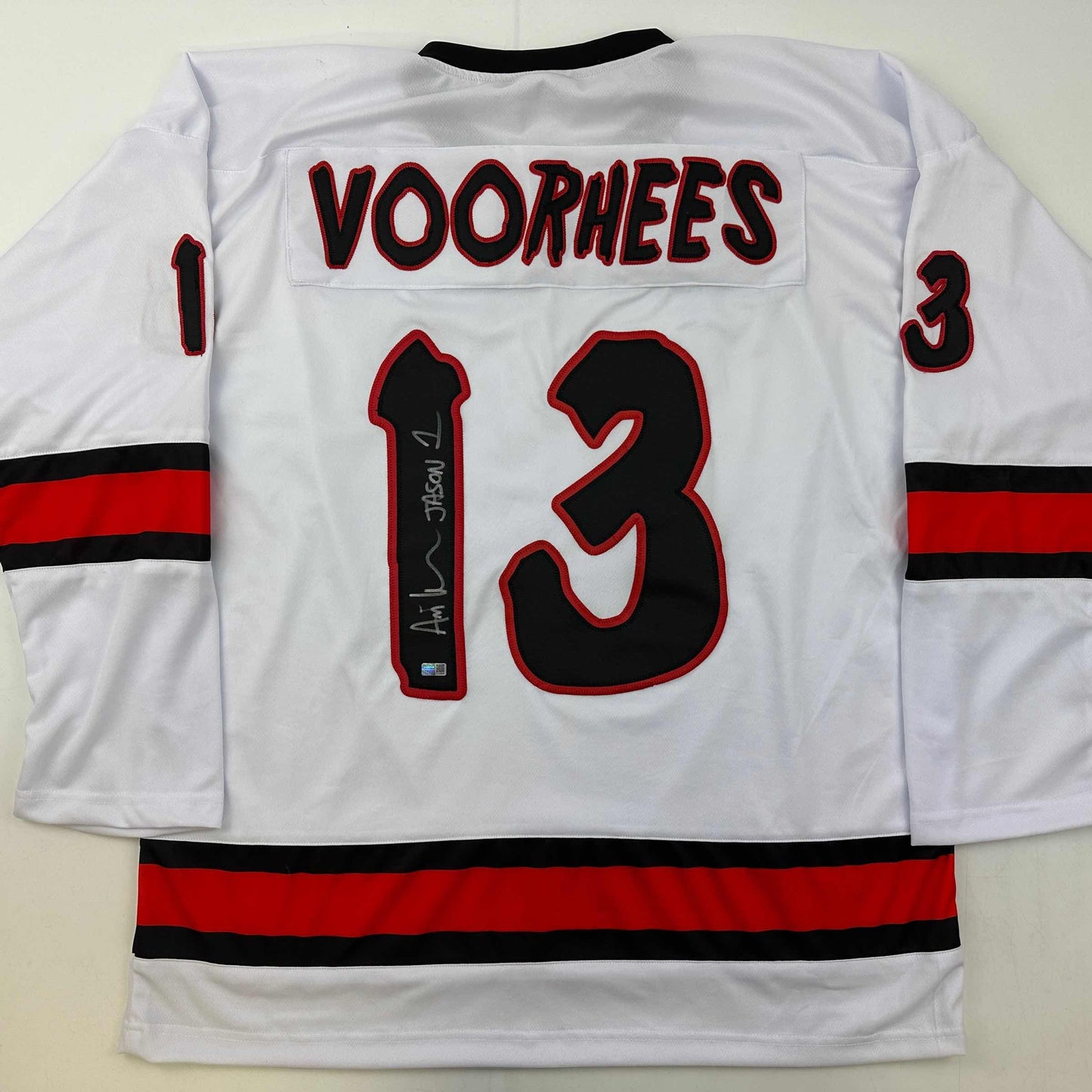 Autographed/Signed Ari Lehman Jason Voorhees Friday The 13th White Movie Jersey Steiner CX COA