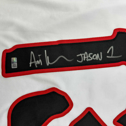 Autographed/Signed Ari Lehman Jason Voorhees Friday The 13th White Movie Jersey Steiner CX COA