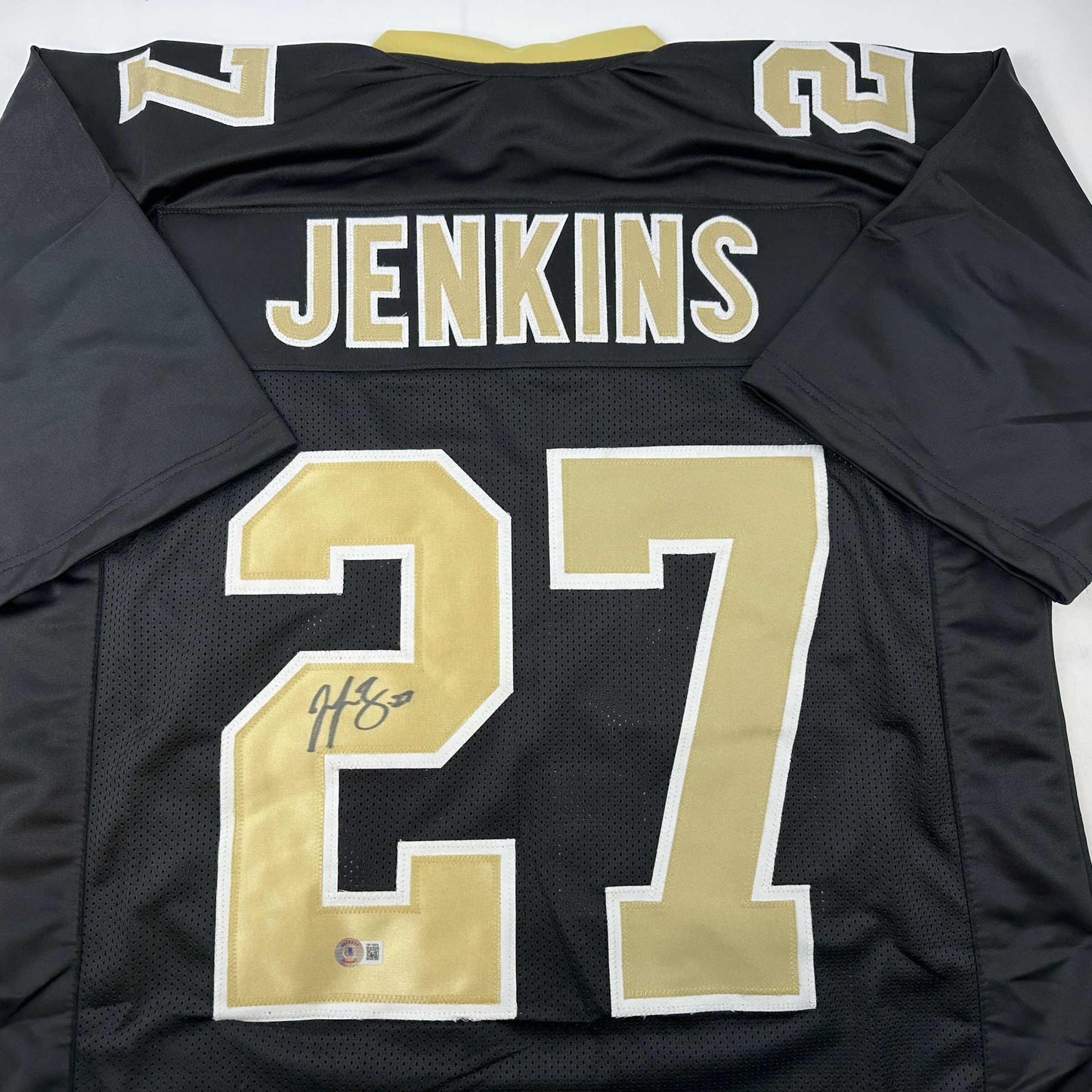 Autographed/Signed Malcolm Jenkins New Orleans Black Football Jersey Beckett BAS COA