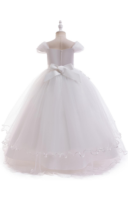 White Gold Sequin Flower Girl Party Gown Size 12/14