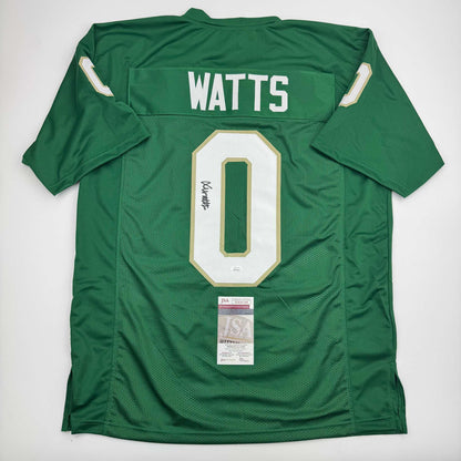 Autographed/Signed Xavier Watts Notre Dame Green College Football Jersey JSA COA