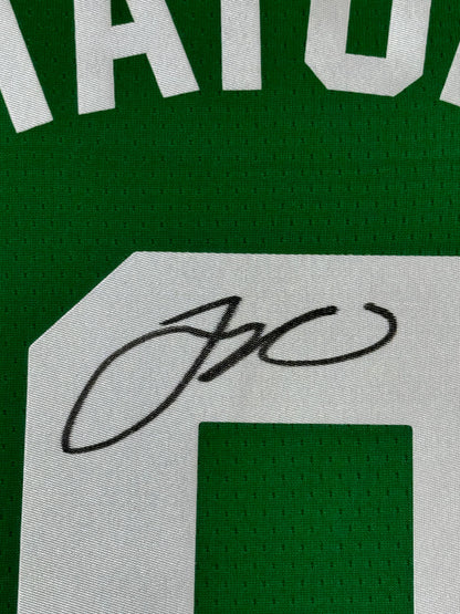 Framed Autographed/Signed Jayson Tatum 35x39 Boston Celtics Green Basketball Jersey Fanatics COA