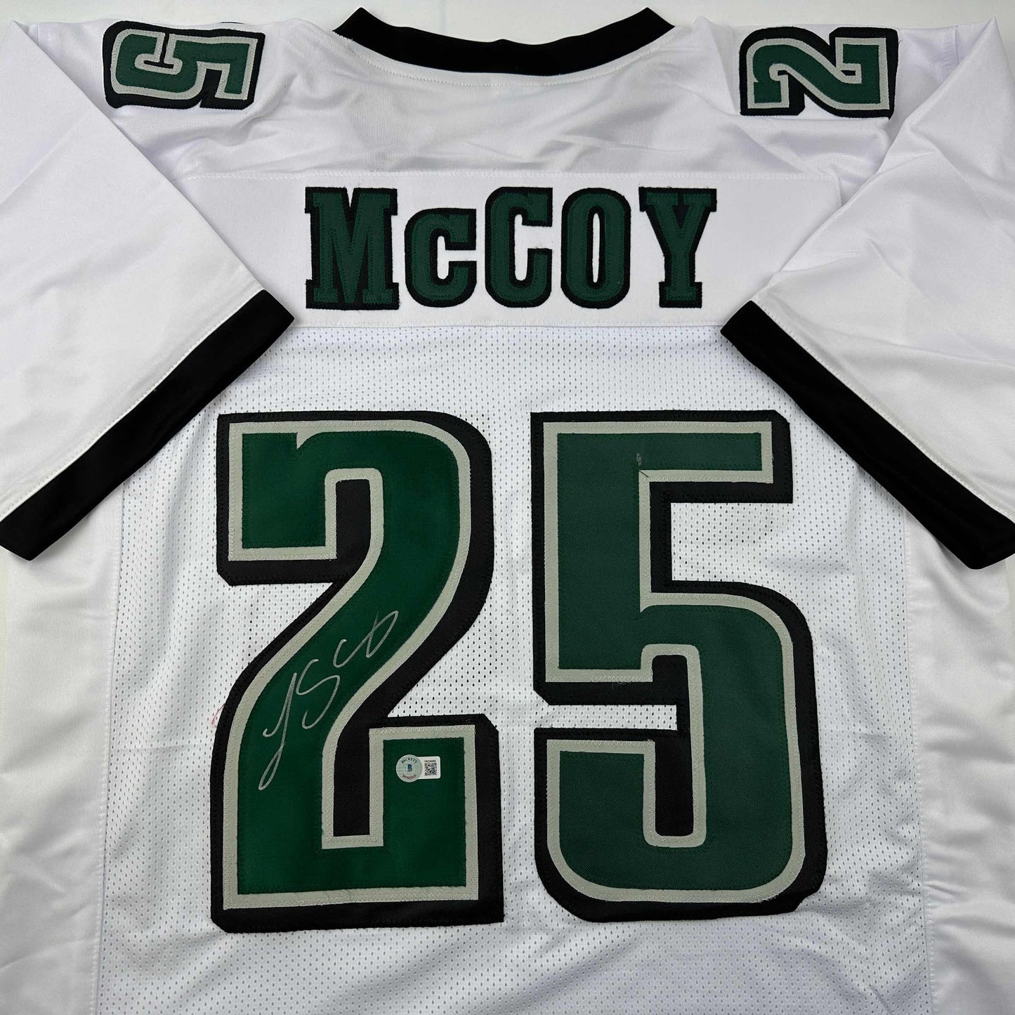 Autographed/Signed LeSean McCoy Philadelphia White Football Jersey Beckett BAS COA